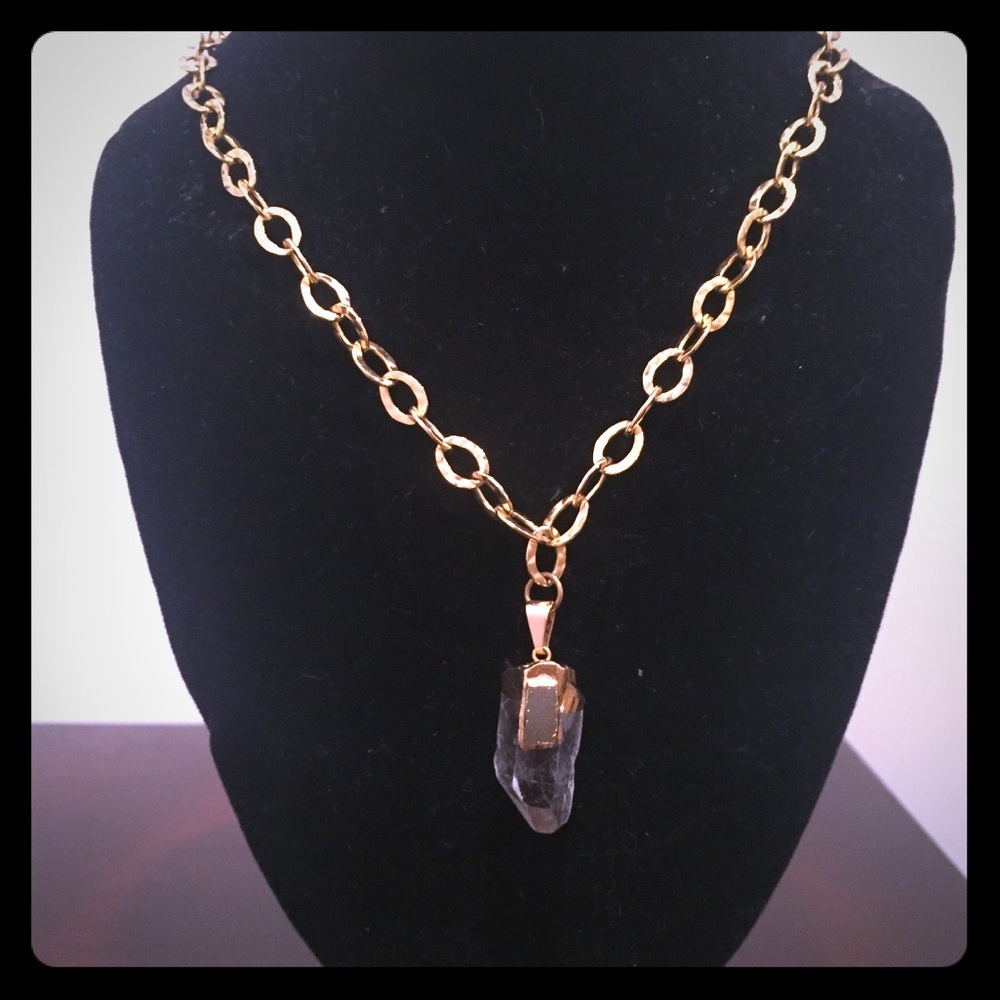 24k gold filled clear quartz citrin druzy necklace
